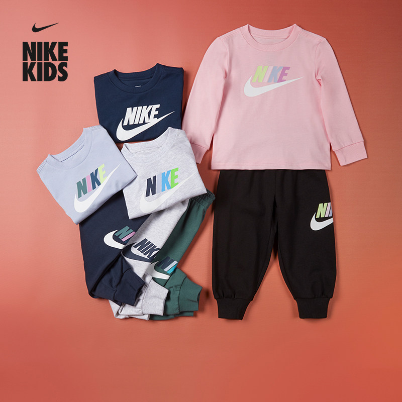 耐克婴童长袖T恤和法式毛圈长裤套装春季新款男童宝宝NIKE IU5427