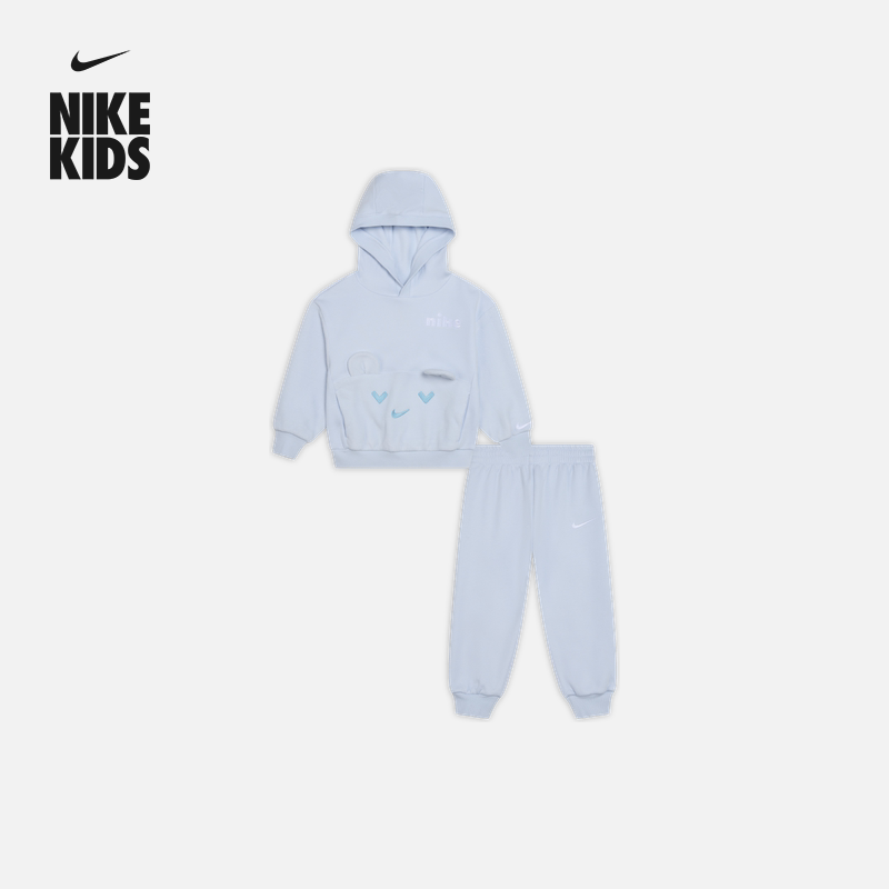 耐克婴童柔软超宽松连帽衫和长裤套装男女童加绒宝宝NIKE HV1546