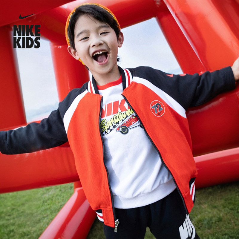 耐克幼童针织圆领卫衣春季新款男童法式毛圈休闲上衣NIKE IU5326