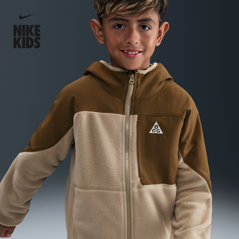 耐克大童户外摇粒绒连帽衫冬新款男女童登山宽松NIKE ACG HQ9606
