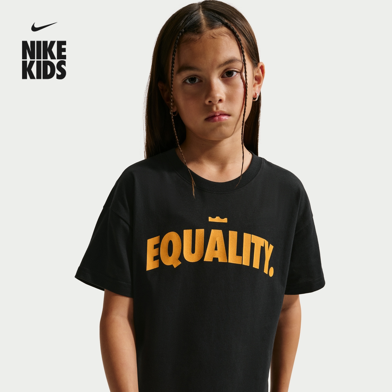 耐克詹姆斯大童宽松T恤春季新款男女童纯棉休闲柔软NIKE IQ0258