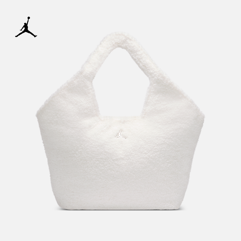 耐克乔丹仿羊羔绒托特包冬季新款收纳拼接提手宽敞JORDAN IQ3198