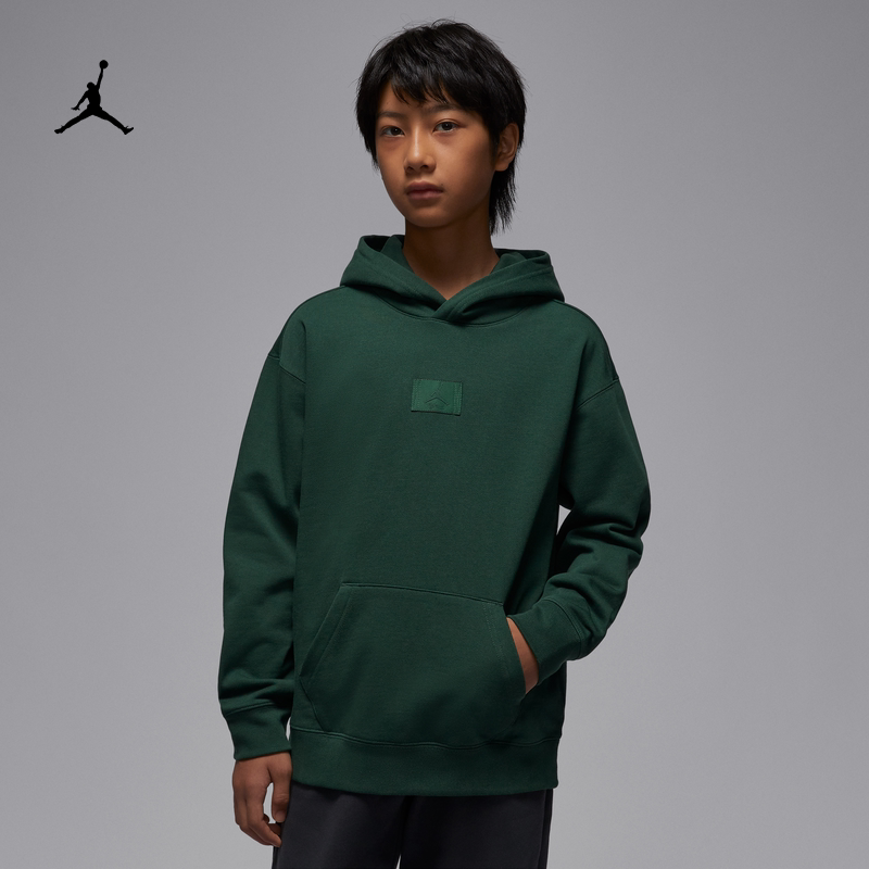 耐克乔丹大童加绒套头连帽衫冬季男童针织休闲卫衣JORDAN HQ7150
