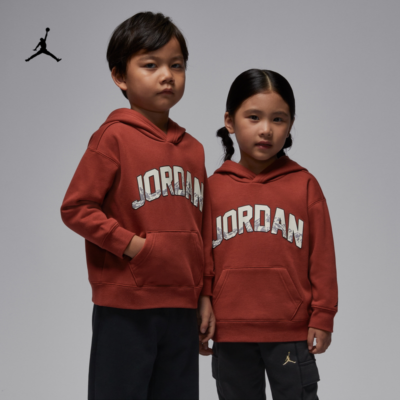 耐克乔丹圣诞系列幼童加绒套头连帽衫冬新款男女童JORDAN IQ2951