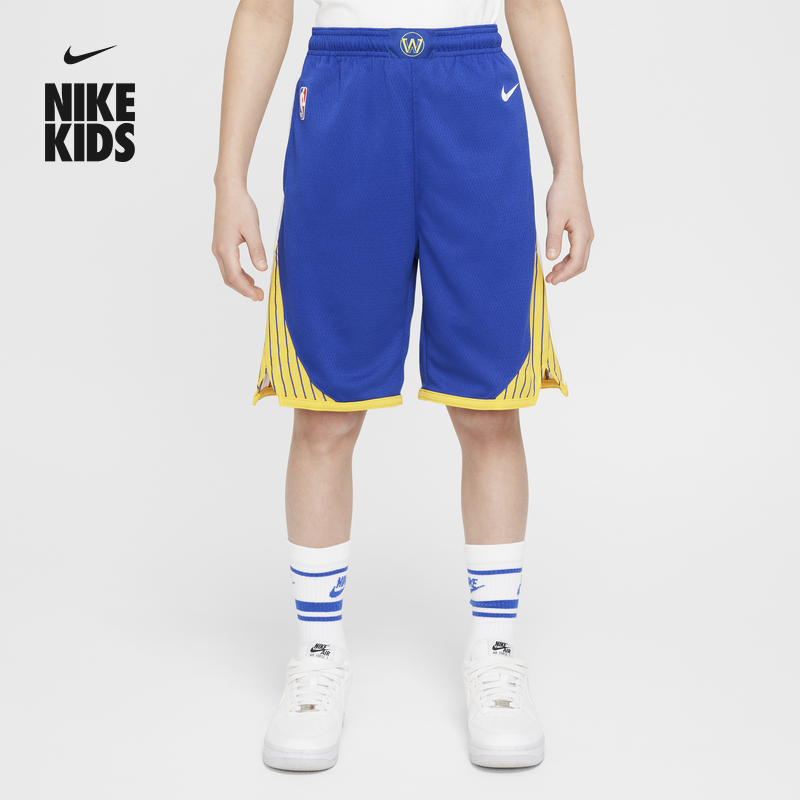 耐克金州勇士队大童美式速干短裤男童透气运动裤NIKE NBA FZ1189