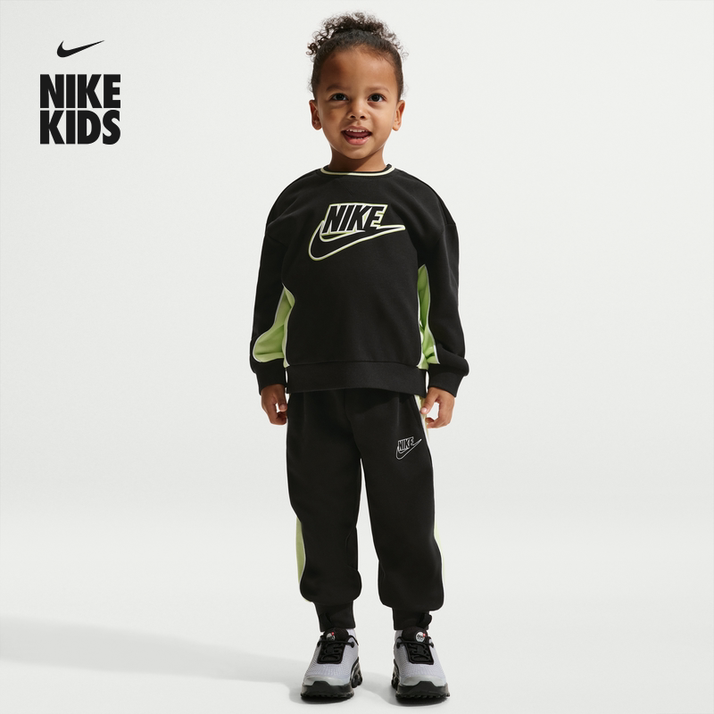 耐克婴童法式毛圈撞色圆领上衣和长裤套装春新款男童NIKE IR7944