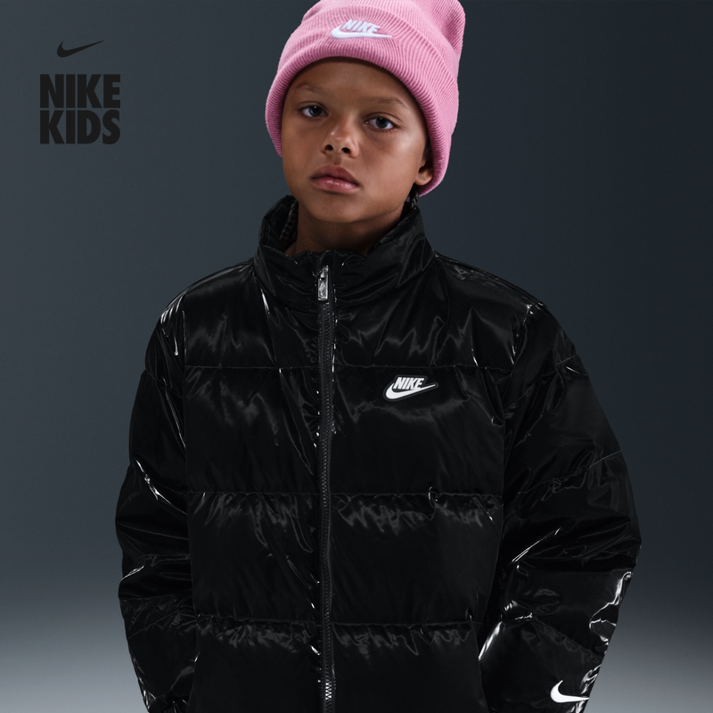 耐克大童顺滑光泽夹克冬季男女童宽松保暖无帽羽绒服NIKE IQ2834