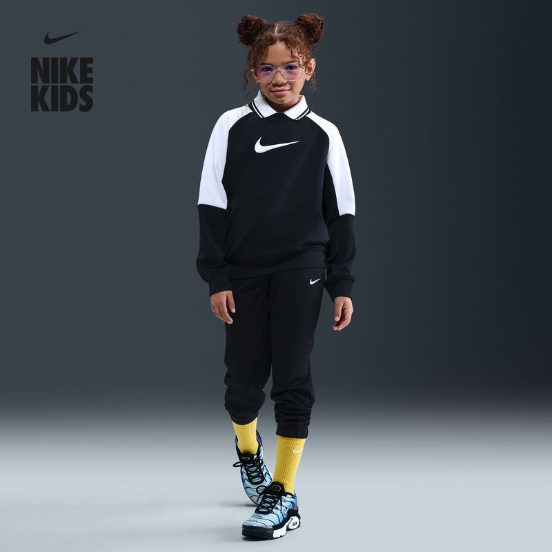 耐克大童速干加绒运动衫和长裤套装冬季新款男女童NIKE HQ9317