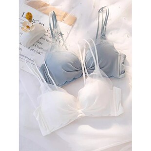 GULIBERRY内衣女新款 性感显大网纱无痕文胸三角杯 美背聚拢法式