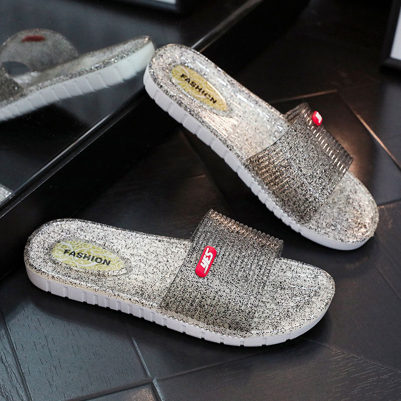 水晶PVC居家用洗手间洗澡凉拖防滑海边外穿休闲拖鞋女夏透气平底,女鞋,一字拖,淘宝优惠券,粉丝福利购,淘宝优惠卷