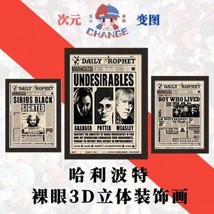 哈利裸眼3D立体装饰画赫敏罗恩阿不思西费勒斯Harry Potter