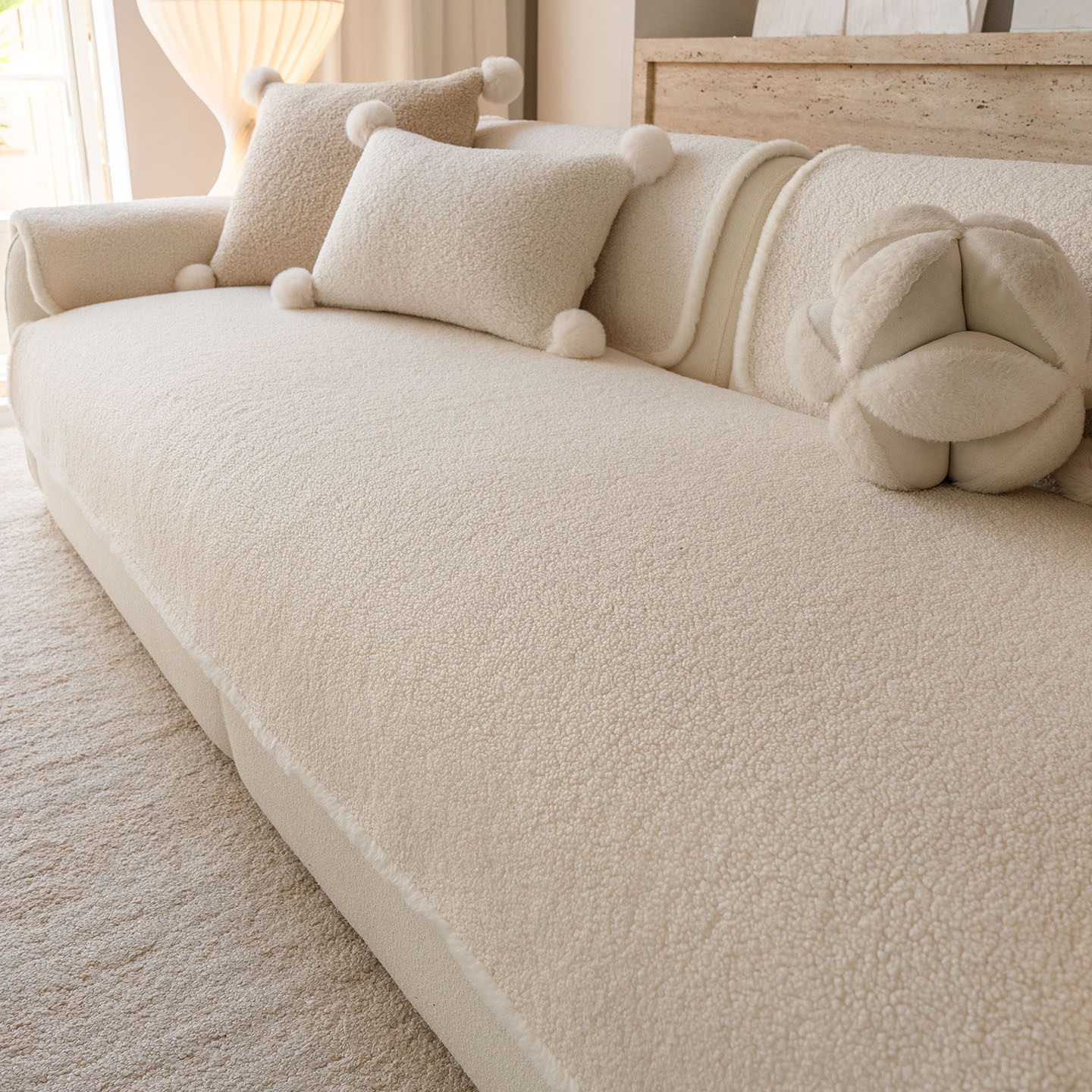 2026秋冬季新款加厚颗粒绒沙发垫直排一片式固定防滑沙发盖布套罩