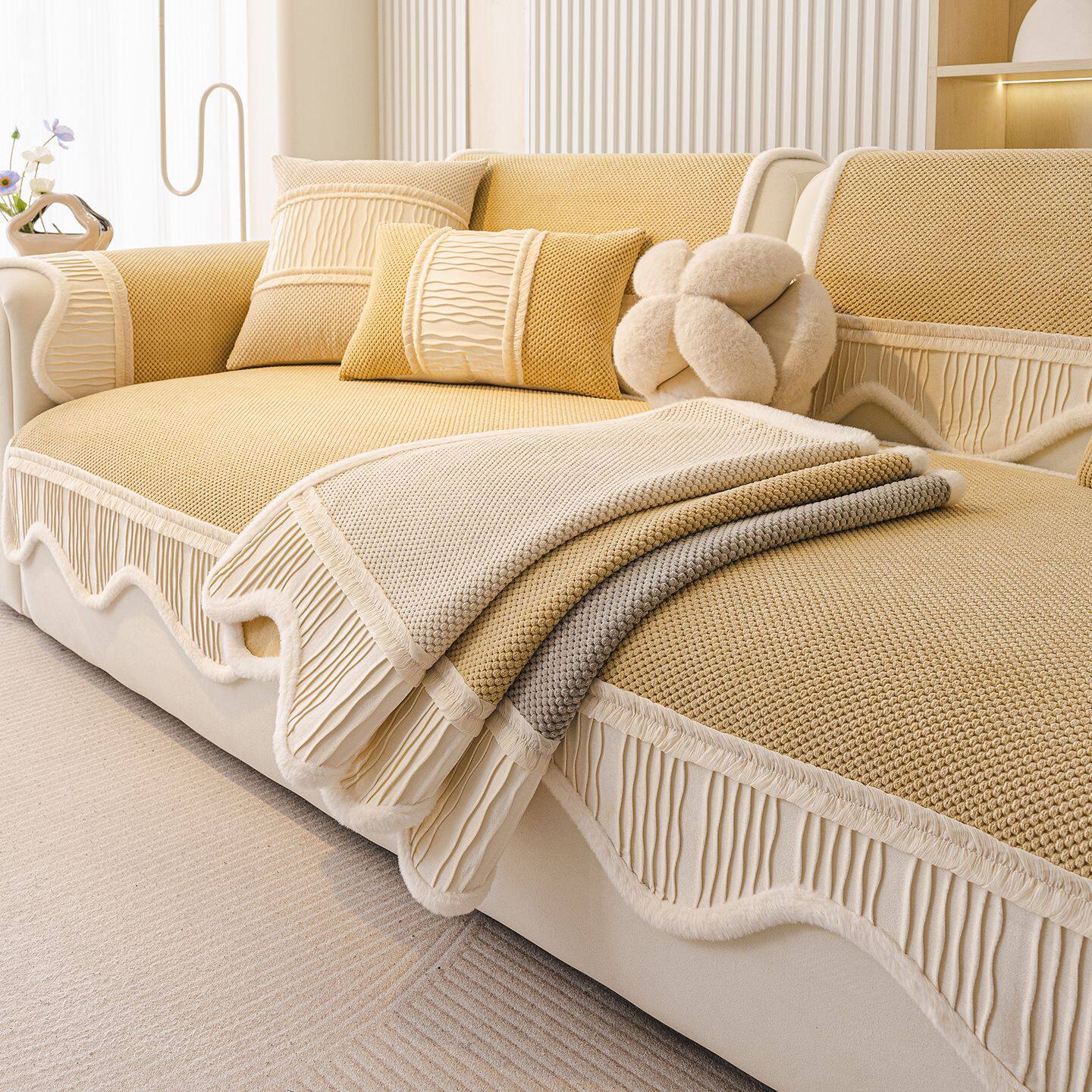 轻奢高级感加厚灯芯绒沙发垫2026新款秋冬季加厚异形沙发盖布