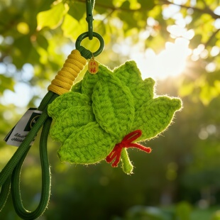 包挂配件毛线编织挂件去晦气柚子叶手工钩织包挂钥匙扣车挂链礼物