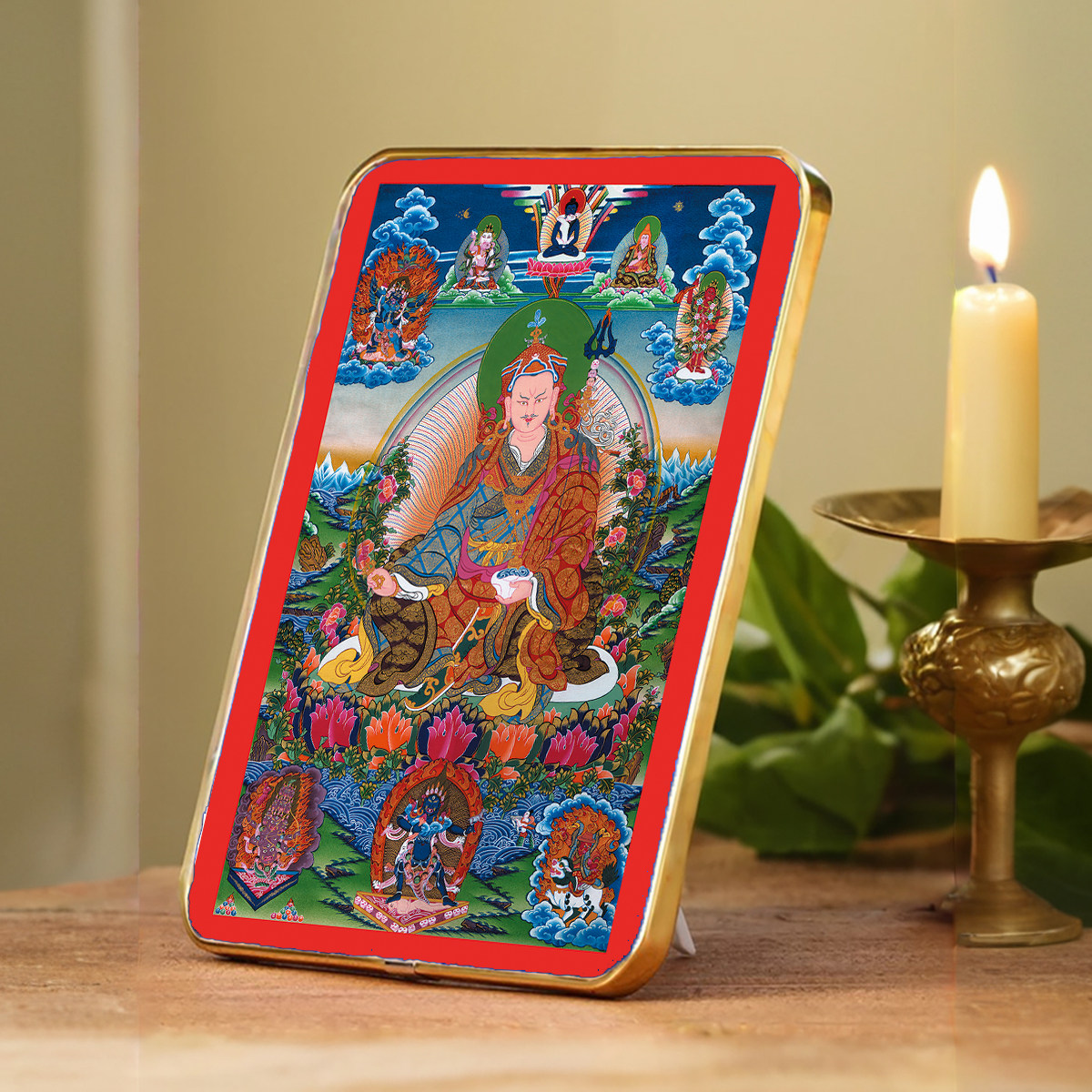 高清莲师唐卡画像愤忿怒双身佛像莲花生大士挂画金刚铠甲铁蝎摆台