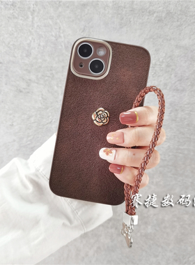 小香风金圈山茶花手绳vivo s17/s16/s15手机壳pro高级感x90皮质x80保护套+女IQOO neo7/8奢华11创意全包软壳