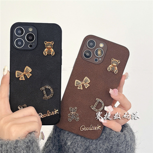 x6复古K11x RENO10 3手机壳pro可爱A58x网红A1小众A2高级感findx5 小熊oppo 棕色月坑纹秋冬新款