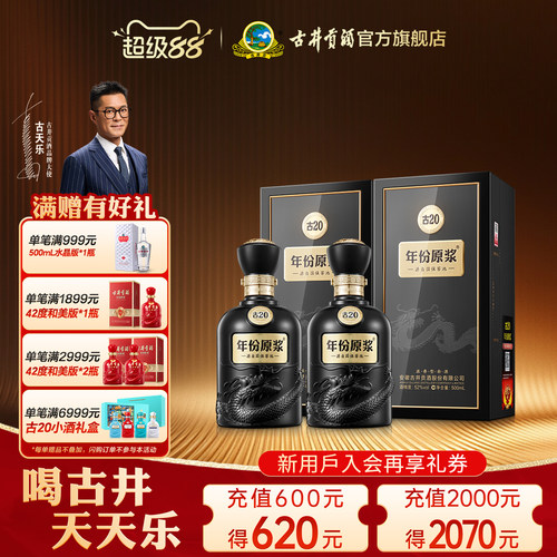 古井贡酒古20白酒52度500mL*2瓶