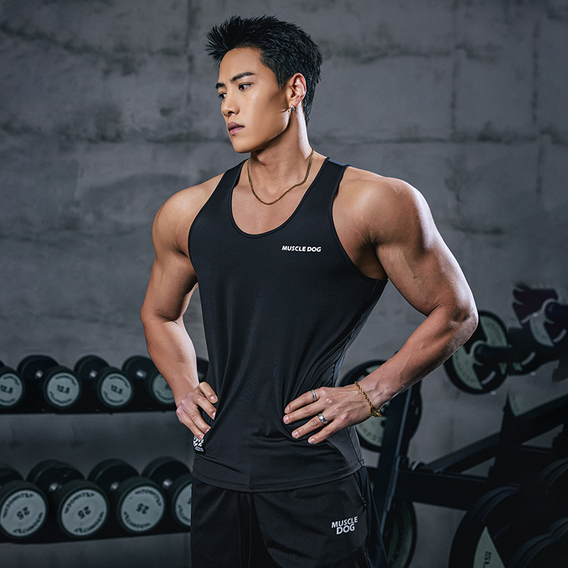 肌肉狗 运动背心男夏季防晒速干透气坎肩无袖修身训练服健身衣服