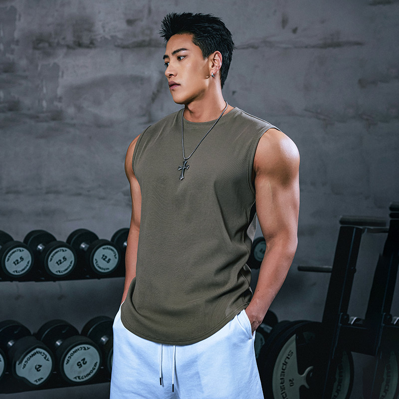 肌肉狗 运动背心男夏季针织弹力纯色宽松无袖工字训练服健身衣服