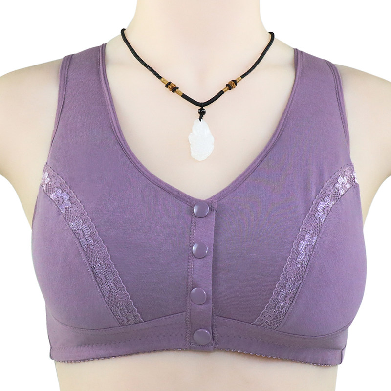 妈妈内衣文胸中年女老年人背心前扣无钢圈胸罩中老年美背乳罩