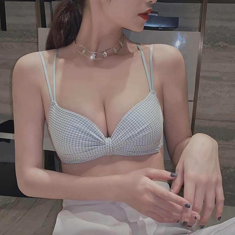 俞兆林性感少女内衣女夏小胸聚拢无钢圈无痕美背文胸上托调整胸罩