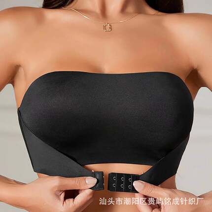 欧美性感无痕前扣抹胸内衣防走光不掉上托聚拢裹胸美背内衣女