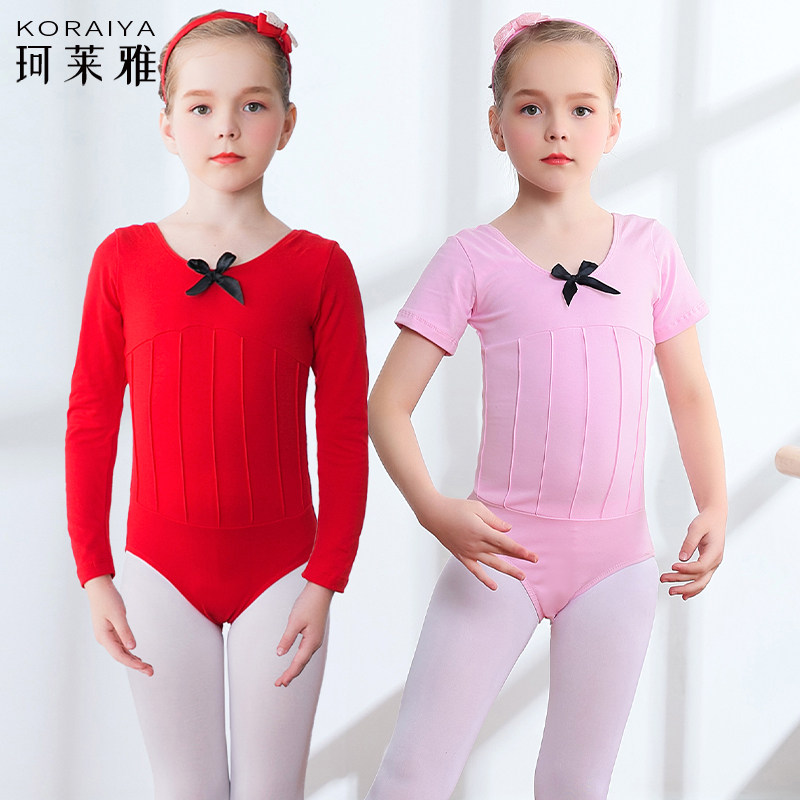 儿童舞蹈练功服蝴蝶结考级连体服