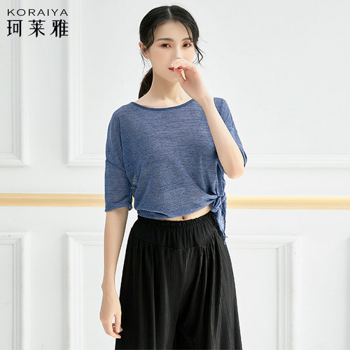舞蹈服斜边系带开叉显瘦上衣新款