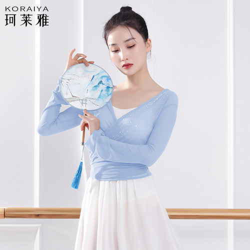 舞蹈服古典风格系带烫钻闪耀纱衣