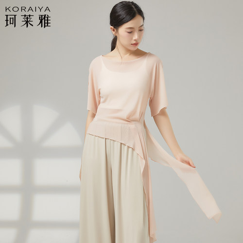 新款舞蹈纱衣成人女现代舞古典舞形体身韵练功服集训演出上衣