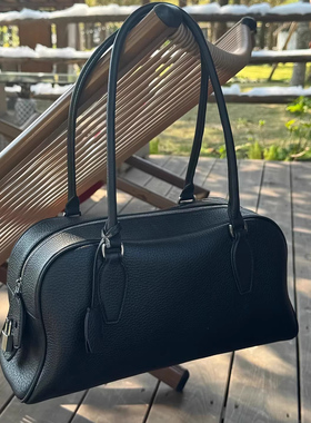 TR头层牛皮保龄球包大象灰极简慵懒风india长柄腋下包真皮hobo包