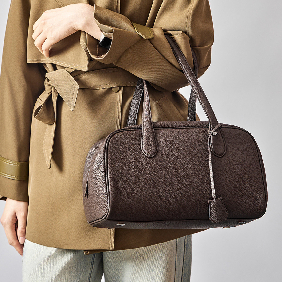 2026头层牛皮保龄球包腋下法棍包真皮hobo波士顿枕头包通勤软皮,箱包皮具/热销女包/男包,波士顿包,淘宝优惠券,粉丝福利购,淘宝优惠卷