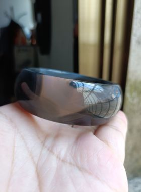 个性神秘天然水墨黑玛瑙手镯加宽加厚一物一拍女手环礼原石259