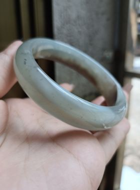 巴西纯天然青色玛瑙手镯中宽加厚特色无烧原石女礼165