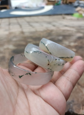 三款小口径巴西纯天然绿水草玛瑙手镯宝宝女款手环礼296