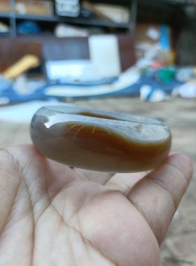 一物一拍巴西天然水晶玛瑙手镯加宽加厚无烧原石特色女手环礼217