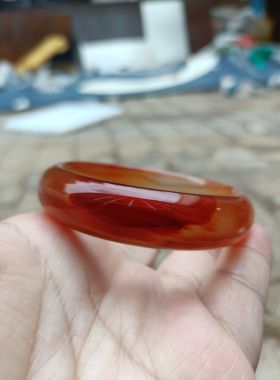 一物一拍巴西纯天然红玛瑙手镯中宽加厚水润圆滑原石女手环241