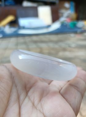 巴西纯天然白玛瑙手镯中宽加厚水润圆滑原石女时尚百搭礼物257
