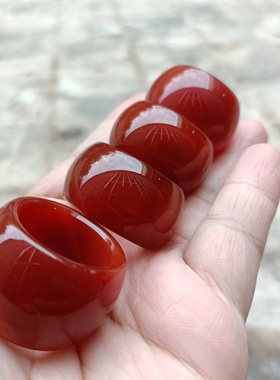 巴西纯天然红玛瑙轮胎扳指戒指男女款复古指环个性礼物129