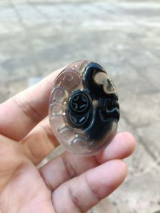 天然黑玛瑙吊坠手工多福蝙蝠路路通女挂饰毛衣链玉坠男玉髓礼60