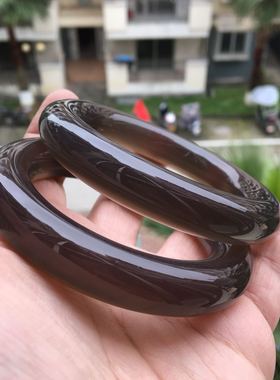 巴西天然原石无烧玉镯灰玛瑙特价