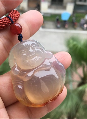 不二价天然手工雕刻弥勒佛吊坠水润通透转运女友好礼送证书38