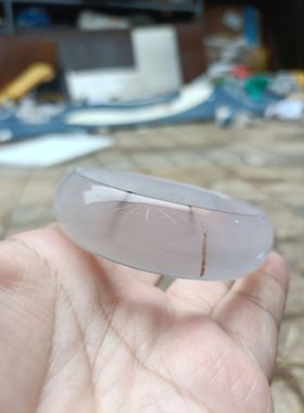 一物一拍天然水草紫罗兰玛瑙手镯冰透原石加宽加厚特色女手环240