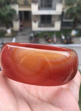 一物一拍巴西天然超宽加厚俏色红玛瑙手镯时尚玉镯女礼298