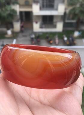 一物一拍巴西天然超宽加厚俏色红玛瑙手镯时尚玉镯女礼298
