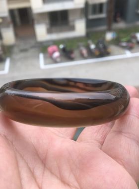 佳石琦缘正品天然巴西象形意境蜜糖玛瑙手镯中宽水润通透玉髓女57