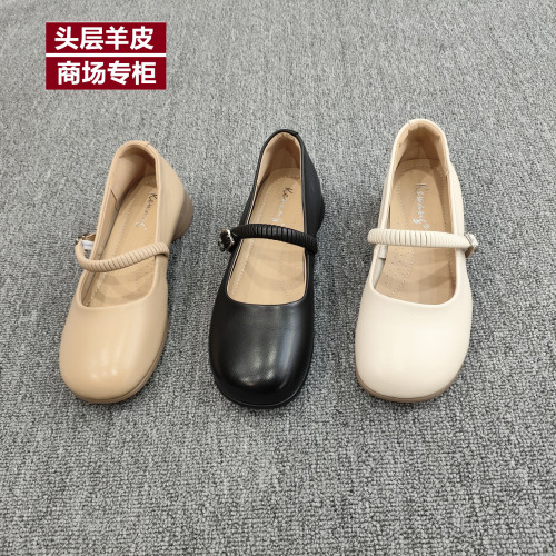 圆头真皮女鞋春夏秋新款玛丽珍
