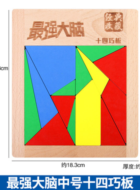 最强大脑正版十四巧板益智玩具小学生男孩女孩木质智力拼图JNT005