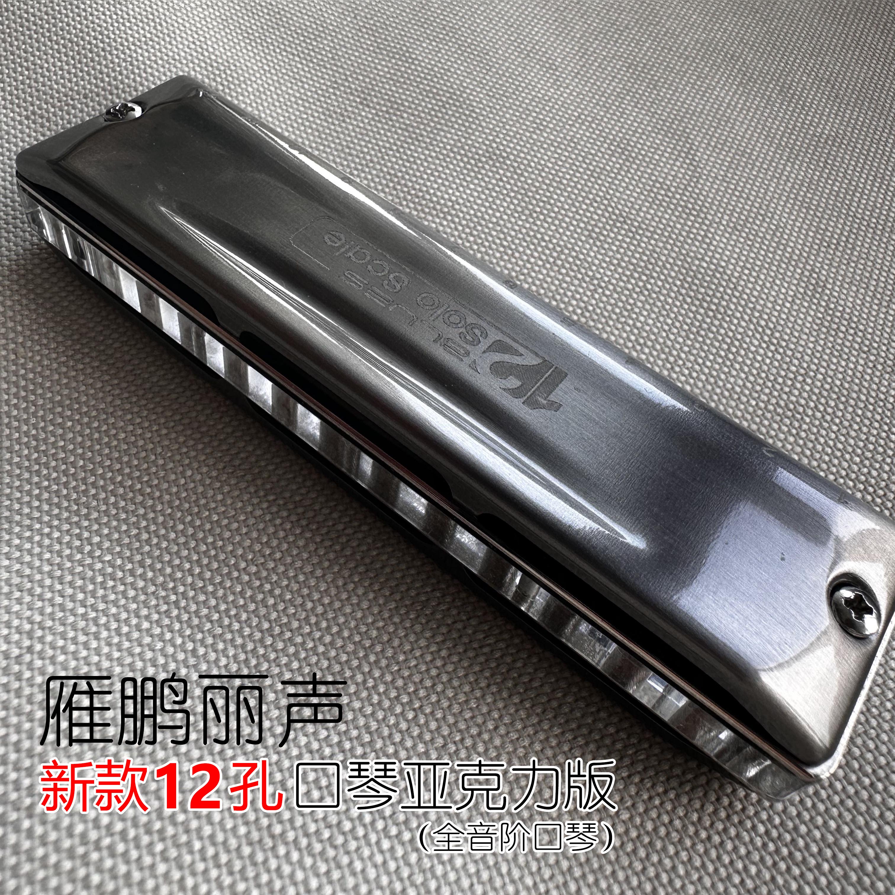 画琴阁主推荐 雁鹏丽声新款十二孔口琴 亚克力格 半音阶 复音相同